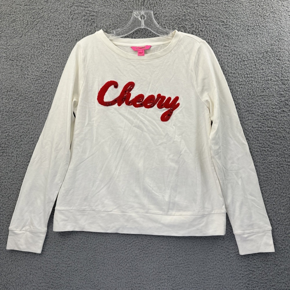 NWOT Lilly Pulitzer Rami Ruby Red Cheery Sweatshirt Beach Preppy Women's Small